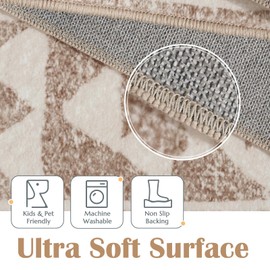 jinchan Boho Kitchen Runner Rug 2x6 Moroccan Trellis Hallway Runner Rug Washable Tribal Non Slip Soft Geometric Thin Farmhouse Carpet for Bedroom Bathroom Laundry Room Living Room Heathered Taupe