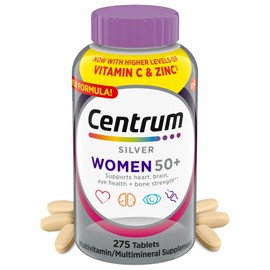 ATICELLI Silver Women 50 Plus, Multivitamin for Women, Minerals, Vitamins & Supplements, Hair Skin and Nails Vitamins, Vitamin C, Antioxidants Supplement, 275Ct Tablets (275)