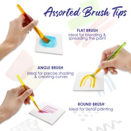 BAZIC Paint Brushes Set Nylon Bristle Brush, Flat Round Angled Paintbrushes for Acrylic Oil Watercolor Gouache Art Painting (7/Pack), 1-Pack