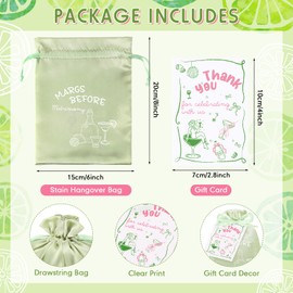 Vincreem 12 Pack Bachelorette Party Favor Bags with Gift Tags Party Favors Stain Drawstring for Bachelorette Recovery Kits Bridesmaid Gifts(Green,Margs and Matrimony)
