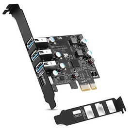 PCI-E to USB 3.0 Type C +3 Type A Expansion Card - Interface USB 3.0 4-Port Express Card Desktop Supports UASP with Low Profile Bracket for Windows MAC Pro Linux