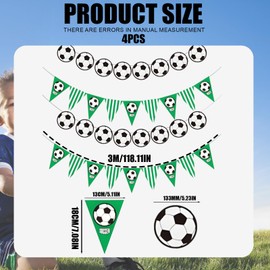 4 Stück Fussball Deko Geburtstag Kinder, Fussball Geburtstag Deko Wimpel für Fußball-Fans, Fussball Party Deko Wimpelkette, Fußball Themenparty