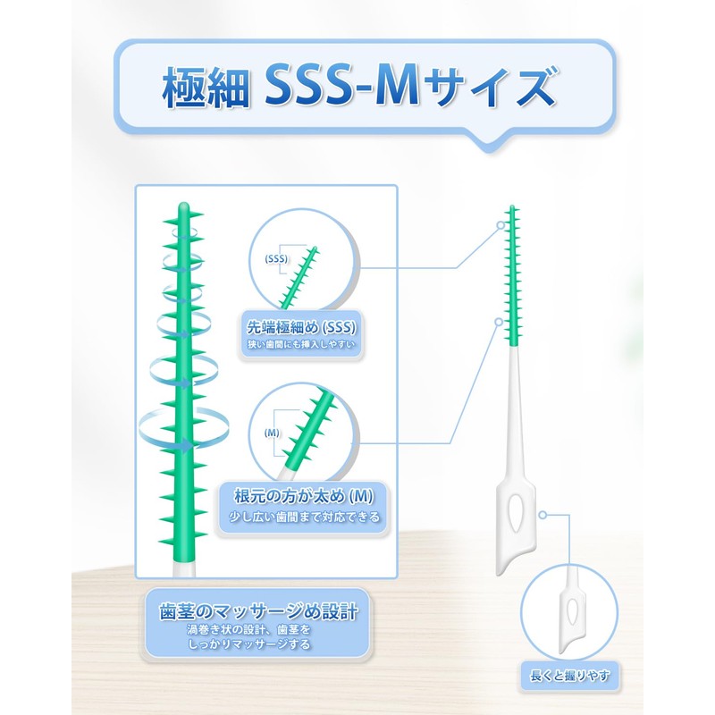 SSS-M Interdental Brush, 150 Pieces, Soft Kanbushi, Thin, I-Shaped, Rubber,