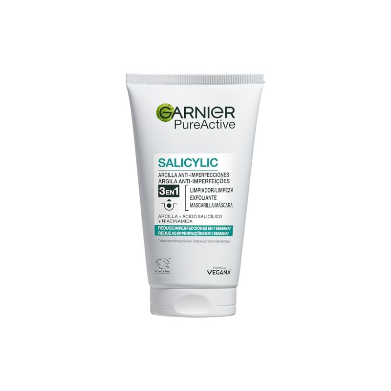Garnier PureActive 3 en 1 Anti-Imperfecciones con Arcilla, 150ml