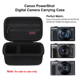 Elonbo Carrying Case for Canon SX740 HS PowerShot/Canon PowerShot SX740 HS Lite/Canon PowerShot SX740/ SX730/ SX720/ SX620 Digital Camera Travel Storage Cover Bag Organizer Holder, Black