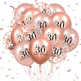 30th Birthday Balloons 18 Pcs Rose Gold Happy 30th Birthday Latex Balloons Confetti Balloons for Men Women 30th Anniversary Birthday Party Decorations Rose Gold Balloons Birthday Decor Supplies12 inch