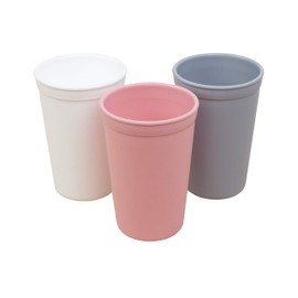 Re-Play 3pk - 10oz. Drinking Cups | Made in USA from Eco Friendly Heavyweight Recycled Milk Jugs - Virtually Indestructible | for All Ages | Blush Pink, Grey, White | Modern Pink