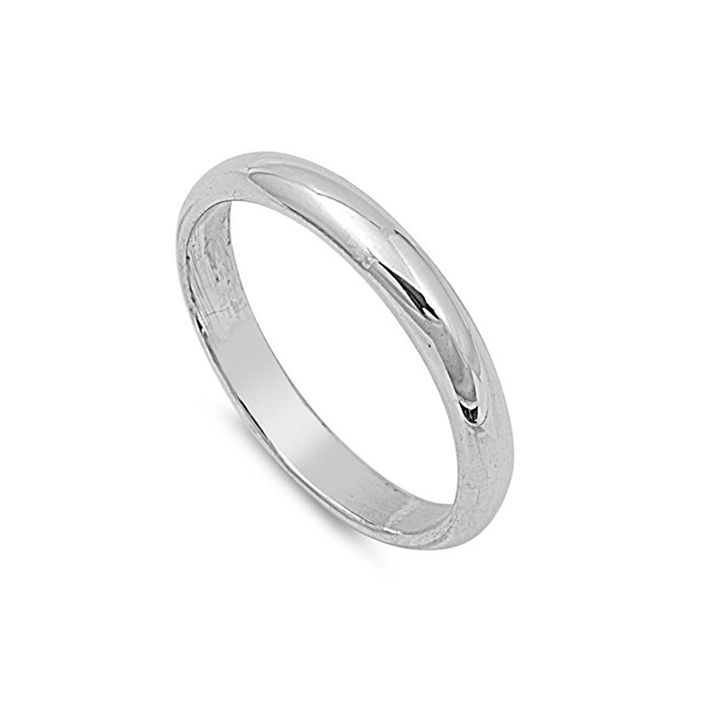 Sterling Silver Wedding 3mm Band Plain Comfort Fit Ring Solid