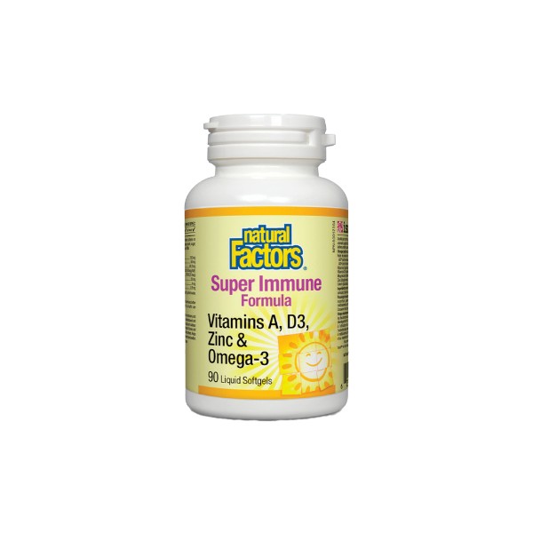 Natural Factors Super Immune Formula (Vitamins A, D3, Zinc & Omega-3) - 90 Softgels