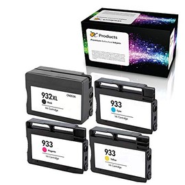 OCProducts Refilled Ink Cartridge Replacement 4 Pack for HP 932XL 933 HP Officejet 6100 6600 6700 7110 7610 7612 (1 Black 1 Cyan 1 Magenta 1 Yellow)â¦