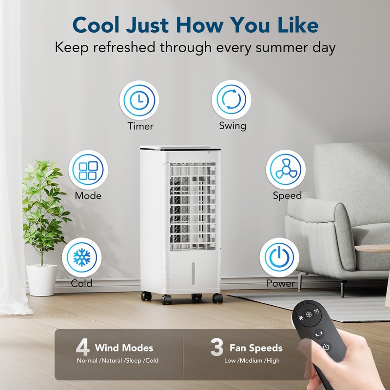 Windowless Portable Air Conditioner Ac Unit with Remote,37” Evaporative Air