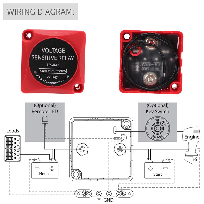 Dual Battery Smart Isolator VSR Voltage Sensitive Relay for Car