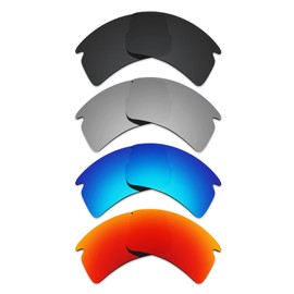 Alphax 4 Pair Polarized Replacement Lenses for Oakley Flak 2.0 XL OO9188 - Black+Titanium+Blue+Red