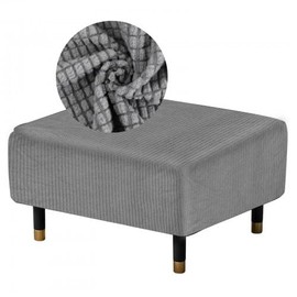 Litinliv Pouffe Cover,Square Ottoman Slipcover, Stretch Footstool Protector, Furniture Covers Large, Dark Gray Slipcovers, Washable Jacquard Slipcover, Elastic Detachable Stool Cover, 80-100cm