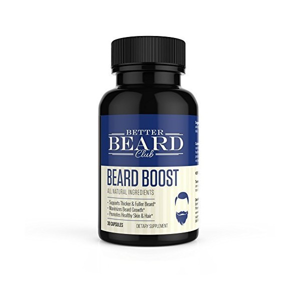 Better Beard Club- Beard Boost- All Natural Premium Beard Supplement- Supports Thicker and Fuller Beard, Maximizes Beard Growth, Promotes Healthy Skin and Hair