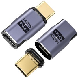 USB C Magnet Adapter 2pcs Type C Convert I-Shape Type C USB3.1 40Gbps High Speed Data Transfer/140W PD Rapid Charge/8K 60Hz HD Video Signal Transmission Male Female Thunderbolt 3 MacBook Pro/Air and