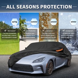 X AUTOHAUX Car Cover Outdoor Waterproof Sun Rain Snow Hail Protection with Left Side Door Zipper Aluminum Film for Toyota GR86