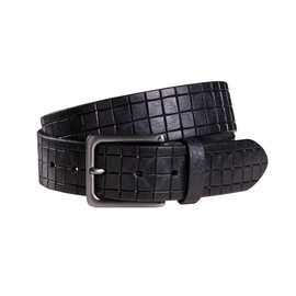 FENIX Men's Belt Adjustable Leather Belt Lucca Size 85 cm to 115 cm Denim Belt with Buckle 40 mm Wide, midnightblue