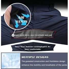 SPOSULEI Cargo Pants for Mens Lightweight Outdoor Hiking Work Pants Quick Dry Water Resistant Nylon Working Fishing Pants with Elatic Waist DarkBlue 34Wx30L