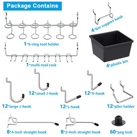 FRIMOONY Pegboard Hooks Assortment, Peg Board Accesories, for Organizing Various Tools, 146 PCS, 60 of Which are Peg Locks