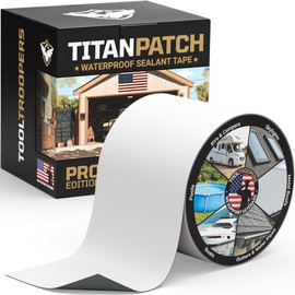 TITANPATCH PRO Waterproof Sealant Tape – White 4" x20' – Stops Leaks Fast & Stays Sealed for 15+ Years – Sticks to RVs, Roofs, Pools, Boats, Gutters – Built for Harsh Weather (-40°F to 190°F)