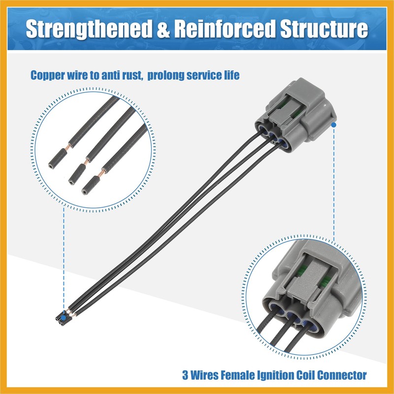 Partuto 4pcs Ignition Coil Connectors Plug Wiring Harness Pigtail 3