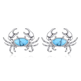 Crab Stud Earrings for Women 925 Sterling Silver Turquoise Crab Earrings Cute Animal Jewelry Gifts, Medium, Sterling Silver, No Gemstone
