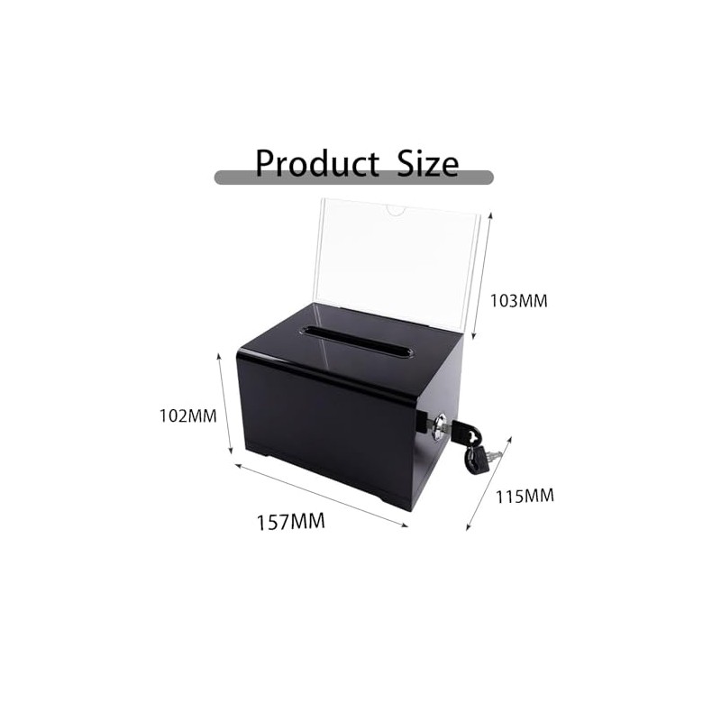 Acrylic Donation Box, Lockable Donation Box, Transparent Ballot Box with
