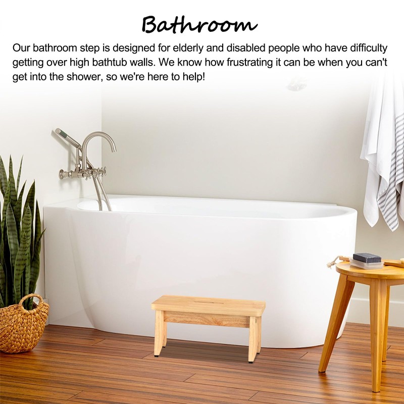 One Step Stool for Adults Seniors, 6.5" Heavy Duty Wooden