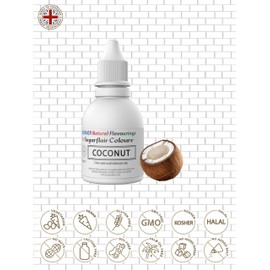 Sugarflair 100% Natural Flavour Estratto di Coconut, Cocco - Aromi Naturale per Torte, Cupcake, Glasse, Pasticcini e Dessert, Aroma Alimentare - Aroma Natural, Kosher - 30 ml
