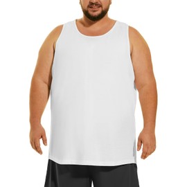 HOdo Big & Tall Mens Cotton Undershirts Sleeveless A-Shirts White 6XL