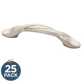 Franklin Brass Simple Twist (10-Pack) Cabinet Handles 3" Hole Center Pulls | Satin Nickel Hardware Kitchen Door, Drawers, Dressers, Furniture P35518K-SN-B
