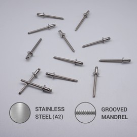 (Pack of 100) Stainless Steel Blind Rivets 4.0 x 6 mm Dome Head Pop Rivets DIN 7337 A2 Rivet Slot Mandrel (100, 4.0 x 6 mm)