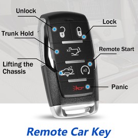 TOP-VIGOR Keyless Entry Remote Control Car Key Fob Replacement Compatible with Dodge Ram 1500 2019 2020 2021 2022, 433.92Mhz 6 Button Smart Chip for OHT-4882056 68291692AD