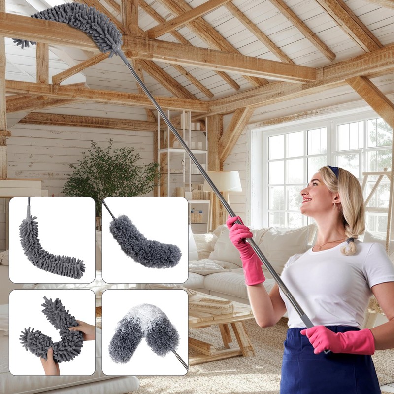 Washable Telescopic Duster, Microfibre Duster, Extendable up to 250 cm,
