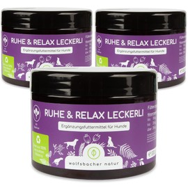 Wolfsbacher Natur Calming Snack for Dogs | Rest & Relax Treats 3 x | Against Stress and Anxiety | With Valerian for Tension and St. John's Wort for Inner Peace