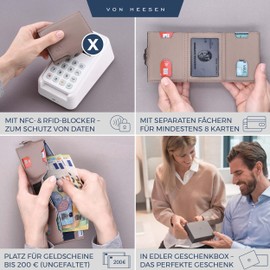 VON HEESEN Credit Card Holder Credit Card Holder, taupe, Without coin compartment