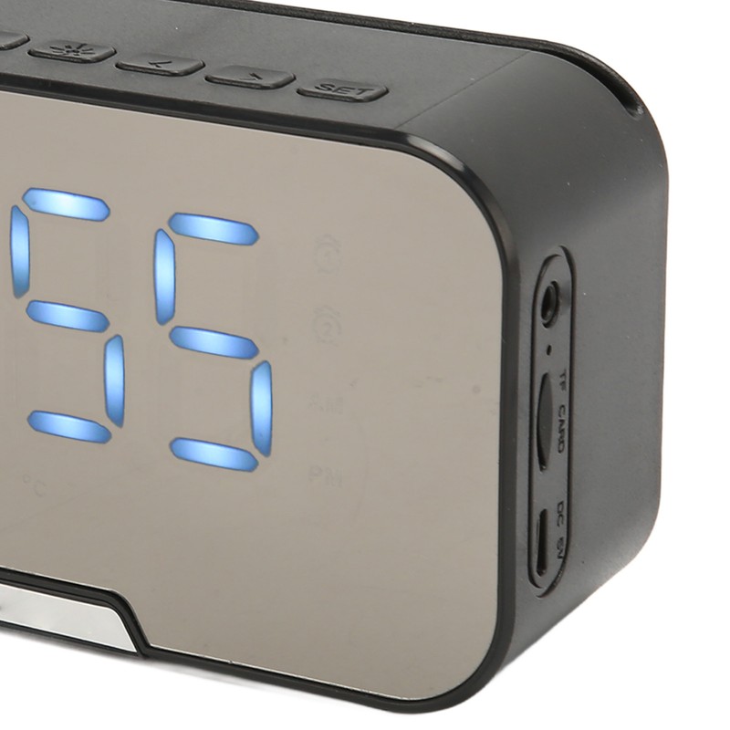 Bluetooth Speaker with Digital Alarm Clock Temperature Display Voice Announcement
