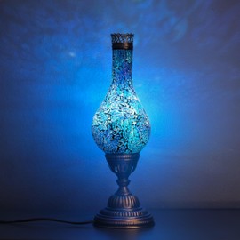Asylove Turkish Mosaic Table Lamp, Aladdin Lamp, Ancient Egyptian Lighting, Mosaic Moroccan Lamp, Turkish lamp, Mystical Home Design, Unique Decorative Ornaments (Blue)