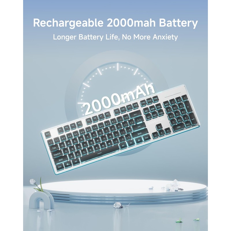 SEUNKWANG EWEADN V3 Wireless Keyboard and Mouse with Blue Backlit,