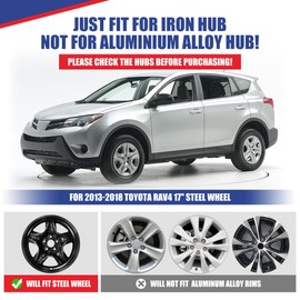 WOLFSTORM 17" Hubcaps for Toyota RAV4 2013-2018 Steel Wheels, R17 Car Hubcaps Snap On Installation 17 Inch Wheel Rim Cover Set of 4, Silver&Black