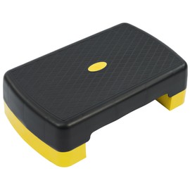 Fitvids 18" Workout Aerobic Stepper Step Platform with 2 Risers, Lightweight Portable Step Up Platform Trainer, Adjustable Height 3.2’’ 5.5’’ for Home Gym, Black and Yellow
