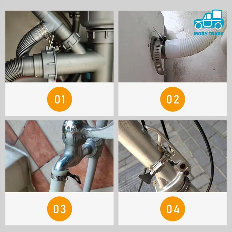 morytrade Hose Band, Stainless Steel, Hand Tighten, Hose Clamp, Drainage