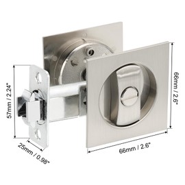 PATIKIL Recessed Door Lock, Square Pocket Door Lock Invisible 2 Sided Hardware Privacy Sliding Door Latch for Bathroom Bedroom Barn Door for 1-3/8" to 2" Thickness Door, Silver