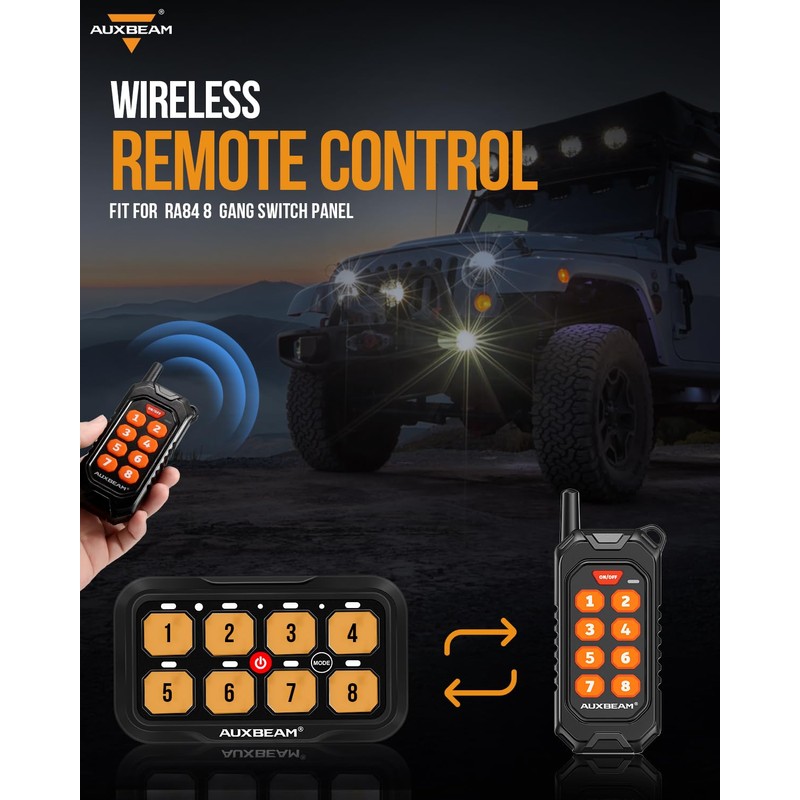 Auxbeam Wireless Remote Control for 8 Gang Switch Panel RC-800