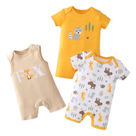 YOURDIARY Baby Boys Cotton Rompers Newborn Cute Letter Animal Baby Boy Summer Romper Clothes Infant Layette Set 9-12 Month