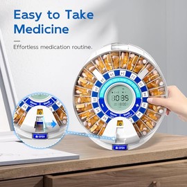 Daviky Pastillero Automático Para Personas Mayores Con Alarma, Pastillero Electrónico Con Cierre De 28 Días, Recordatorios Sonoros Y Luminosos Para Medicamentos, Vitaminas Y Suplementos.