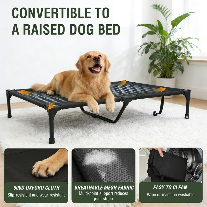 Privacy Outdoor Dog House & Elevated Bed 2-in-1, UPF50+ Sun