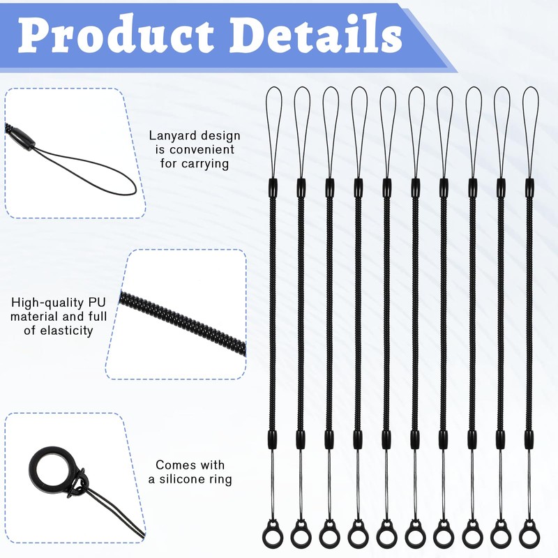 LIQWEI 10 Pcs Elastic Lanyard Tether, Retractable Pen Holder Leash