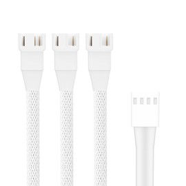 PANO-MOUNTS 2 Pack 10.6inch 4Pin PWM Fan Extension Splitter Cable 1 to 3 Ways - with 3Pin 4Pin Male Connector for Computer Case & CPU Cooling Fans(White)